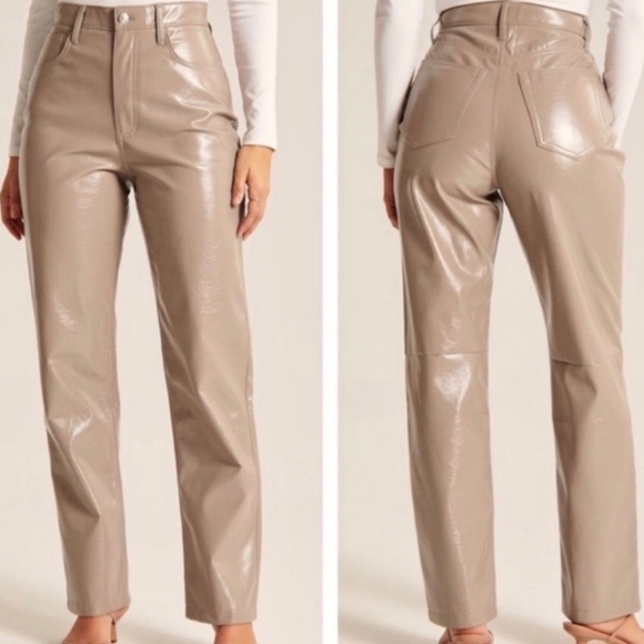 ABERCROMBIE & FITCH FAUX LEATHER THE 90s STRAIGHT ULTRA HIGH RISE SIZE 27/24R - Picture 1 of 10